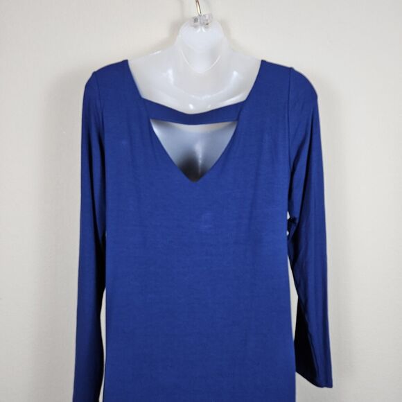 Eileen Fisher Blue Bonnet Ballet Neck Stretch Midi Dress Size Small Pencil Royal - Picture 7 of 14